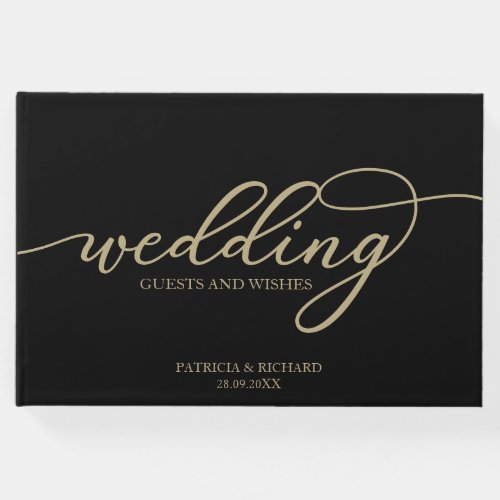 Wedding Guests And Wishes Chic Gold Black Guest Book