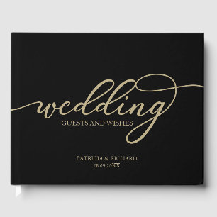 Wedding Guests And Wishes Chic Gold Black Guest Book