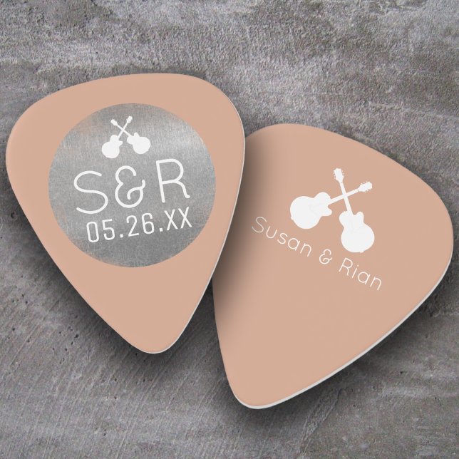 Wedding Guitarists Stylishly Monogrammed Rose Guitar Pick (Creator Uploaded)