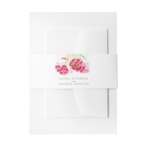 Wedding gum pink red green watercolor custom invitation belly band