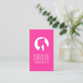 Wedding hair stylist hot pink fashion business card (Standing Front)