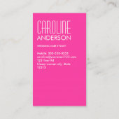 Wedding hair stylist hot pink fashion business card (Back)