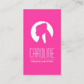 Wedding hair stylist hot pink fashion business card (Front)