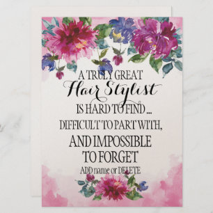 Wedding Hair Stylist Thank you Appreciation Gift Card