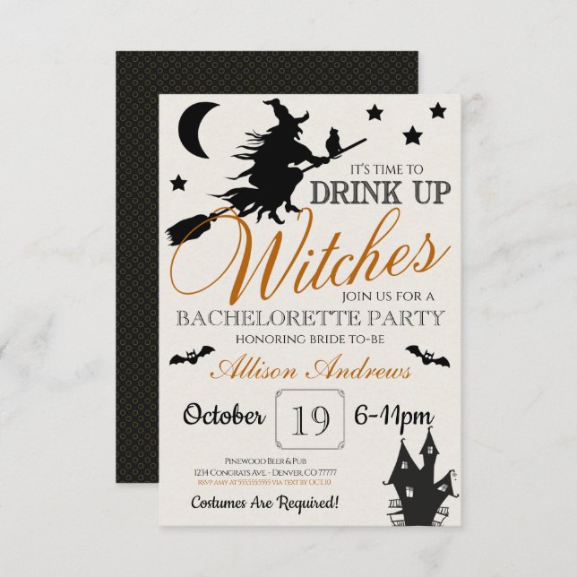 Wedding Halloween Bachelorette Invite (Front/Back)