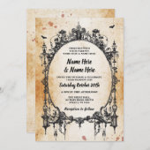 Wedding Halloween Gothic Frame Vintage Invite (Front/Back)