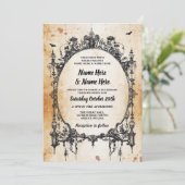 Wedding Halloween Gothic Frame Vintage Invite (Standing Front)