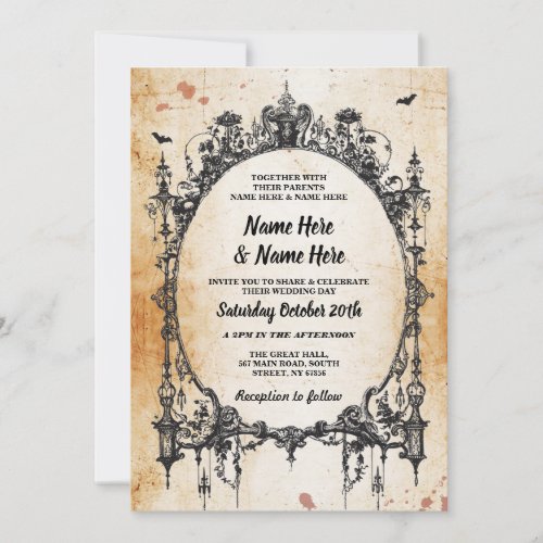 Wedding Halloween Gothic Frame Vintage Invite