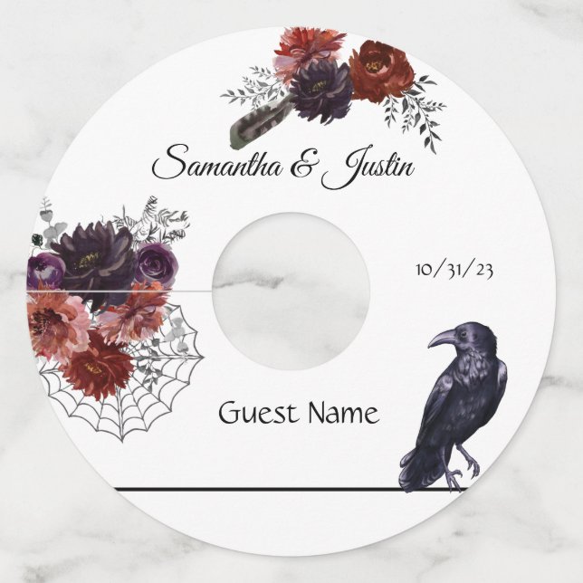 Wedding Halloween October Wine Marker tag (Front)