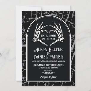 Wedding Halloween Skeleton Heart Hands Gothic Invitation