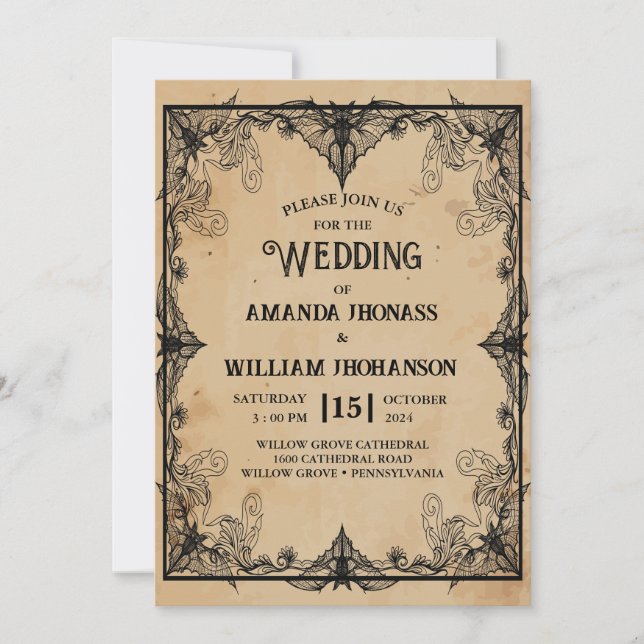 wedding Halloween vintage horror Gothic Frame cool Invitation (Front)