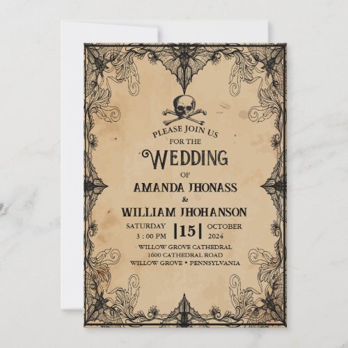 wedding Halloween vintage horror Gothic Frame fun Invitation