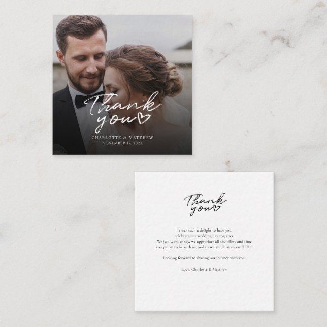 Wedding Hand-Lettered Photo Thank You Note Card (Front/Back)