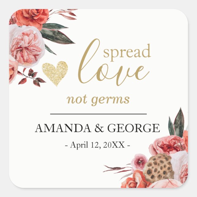 Wedding Hand Sanitizer labels floral Autumn (Front)