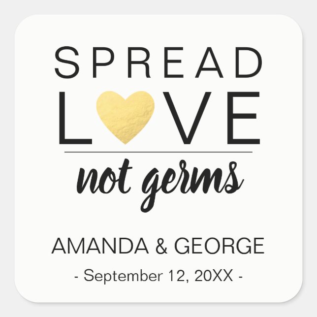 Wedding Hand Sanitizer labels Personalized gold (Front)