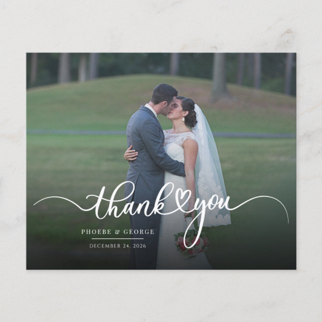 Wedding Handwritten Photo Thank You Card (Front)