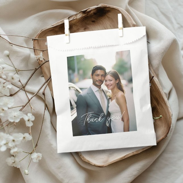 Wedding Handwritten Thank you 1 Photo Favor Bag (Wedding Handwritten Thank you 1 Photo Favor Bag.)