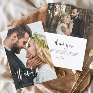 Wedding Handwritten Thank You 2 Photos Card