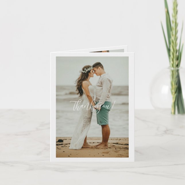 Wedding Handwritten Thank you 3 Photos Card (Front)