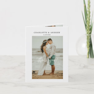 Wedding handwritten thank you card with 3 photos