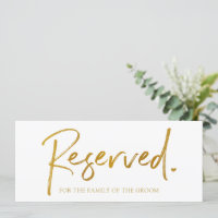 Wedding Hanging Reserved Sign - Faux Gold Foil