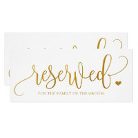 Wedding Hanging Reserved Sign - Faux Gold Foil Card