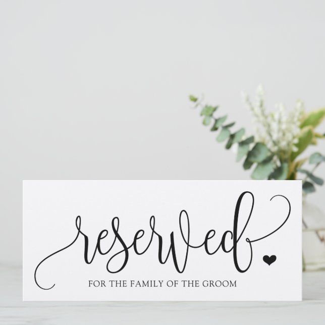Wedding Hanging Reserved Sign - Rustic Kraft Black (Standing Front)