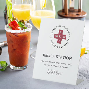 Wedding Hangover Relief Station Pedestal Sign