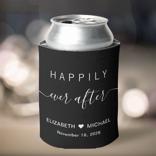 Wedding Happily Ever After Black Can Cooler