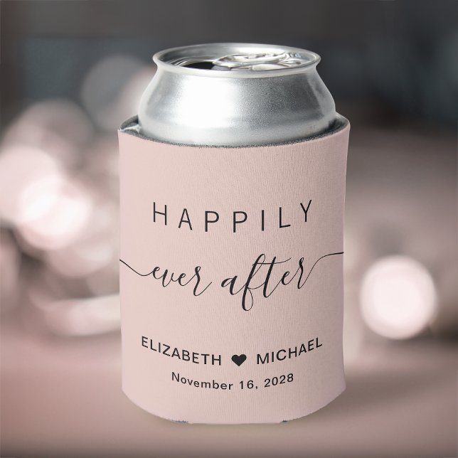 Wedding Happily Ever After Blush Pink Can Cooler (Creator Uploaded)