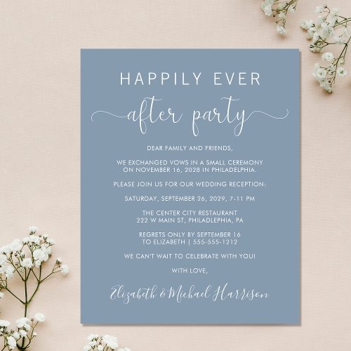 Wedding Happily Ever After Party Dusty Blue Invite
