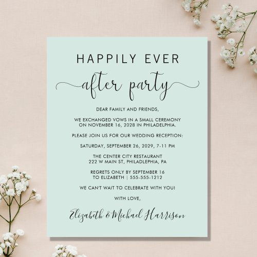 Wedding Happily Ever After Party Mint Invitation