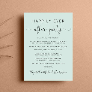 Wedding Happily Ever After Party Mint Reception Invitation