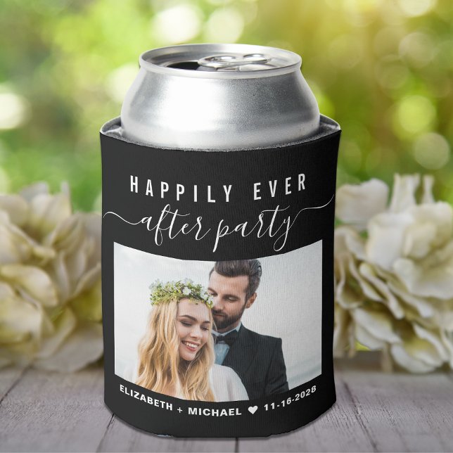 Wedding Happily Ever After Party Photo Custom Can Cooler (Creator Uploaded)