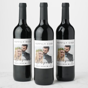 Wedding Happily Ever After Party Photo Custom Wine Label