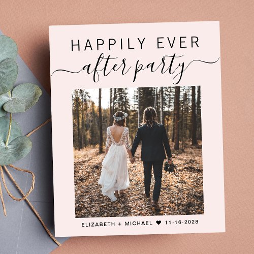 Wedding Happily Ever After Party Photo Pink Invite