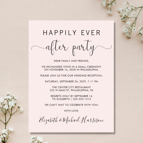 Wedding Happily Ever After Party Pink Invitation