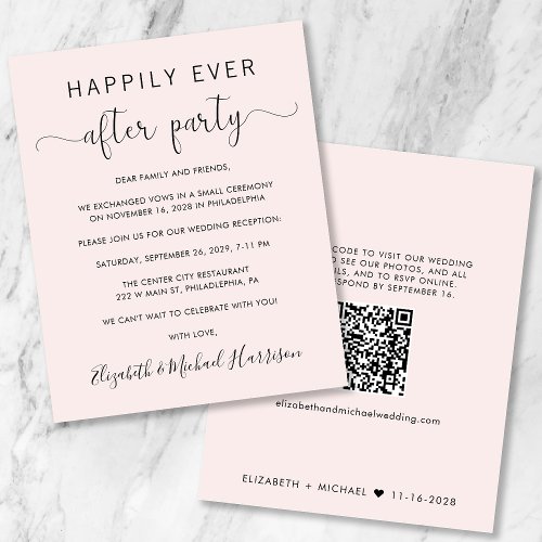 Wedding Happily Ever After Party QR Code Pink