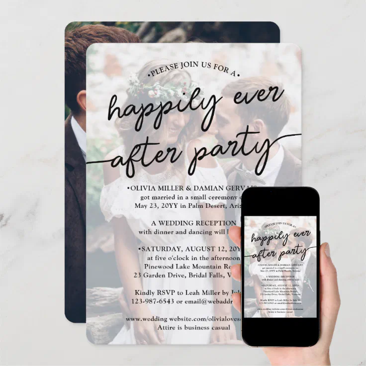 Wedding Happily Ever After Party Stylish Photo Invitation Zazzle 