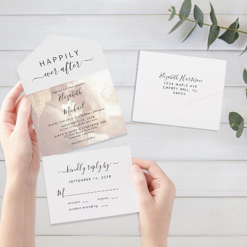 Wedding Happily Ever After Photo All In One Invitation