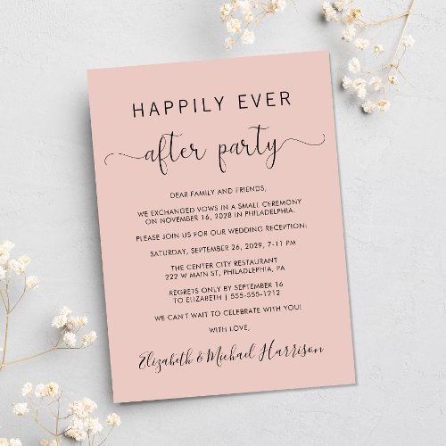 Wedding Happily Ever After Photo Blush Reception Invitation