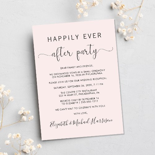 Wedding Happily Ever After Photo Pink Reception Invitation