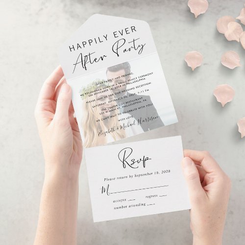 Wedding Happily Ever After Photo Reception All In One Invitation