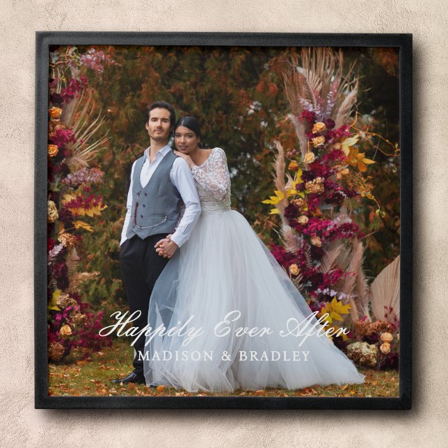 Wedding Happily Ever After Photo Template Custom Peel And Stick Photo Tile (Creator Uploaded)