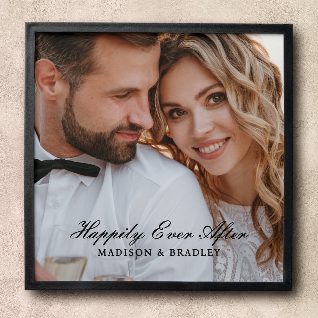 Wedding Happily Ever After Photo Template Custom Peel And Stick Photo Tile (Creator Uploaded)