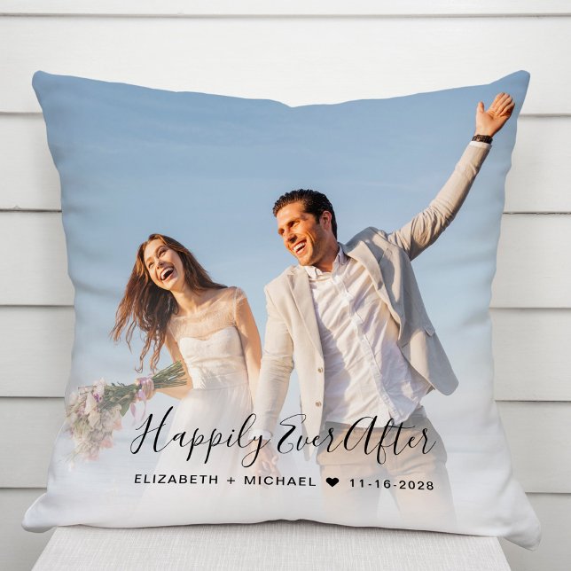 Wedding Happily Ever After Photo Throw Pillow (Creator Uploaded)