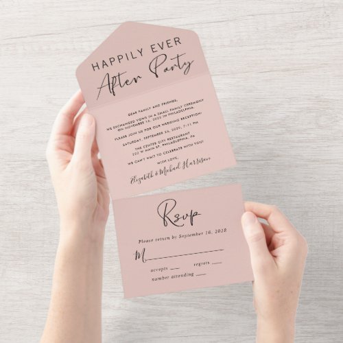 Wedding Happily Ever After Reception Blush All In One Invitation