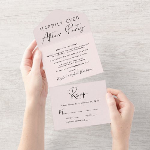 Wedding Happily Ever After Reception Pink All In One Invitation