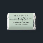 Wedding Happily Ever After Sage Green Hershey's Miniatures<br><div class="desc">Simple sage green wedding reception chocolate candy bar favors with "Happily Ever After" in a mix of simple typography and a trendy script with swashes,  your first names and the date.</div>
