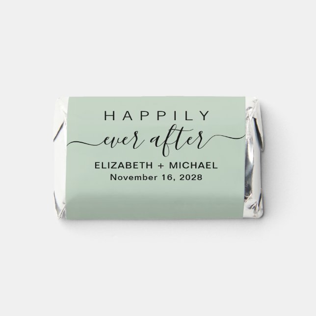 Wedding Happily Ever After Sage Green Hershey's Miniatures (Front)